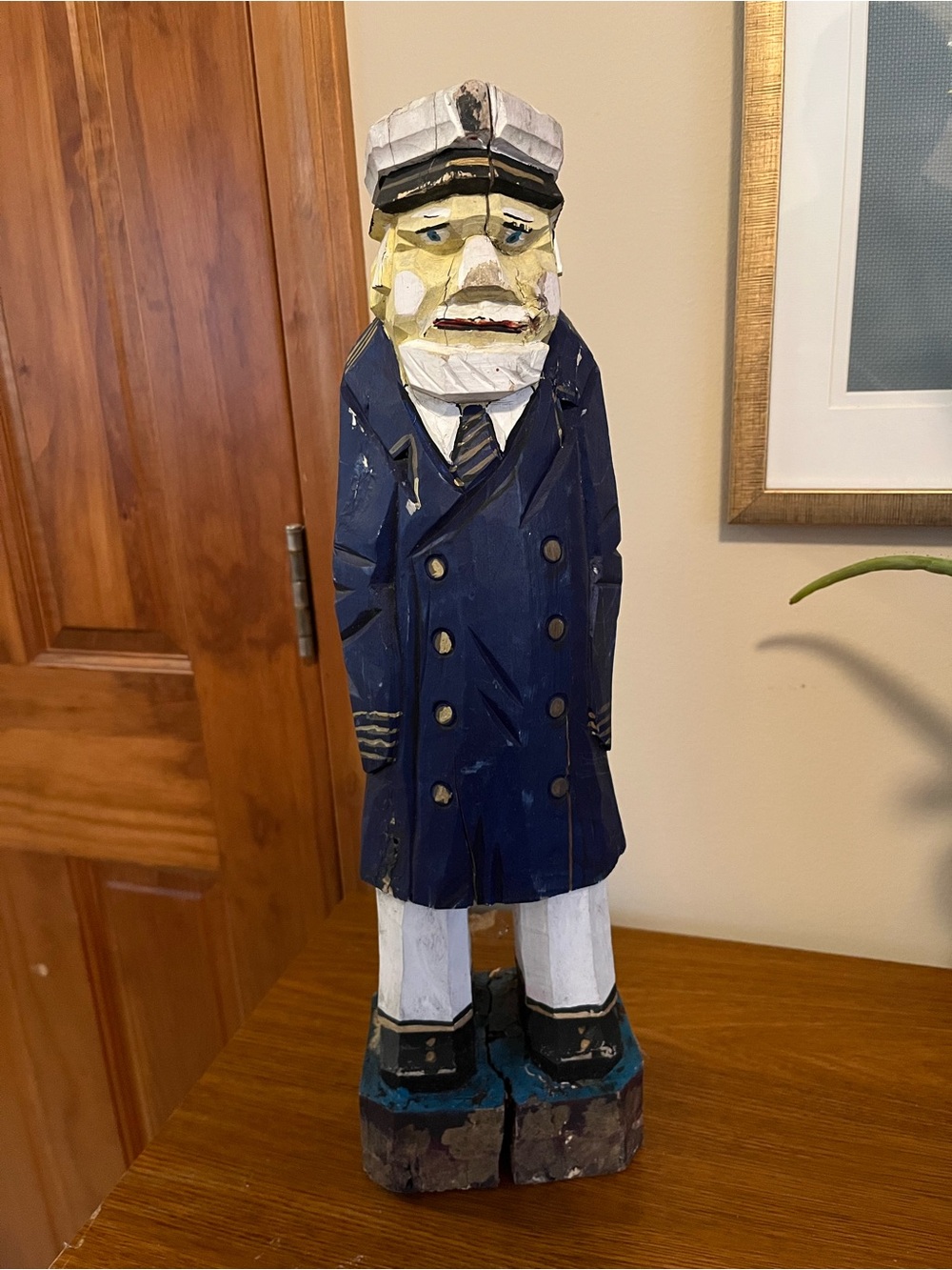 Vintage Wooden Sea Captain Sculpture